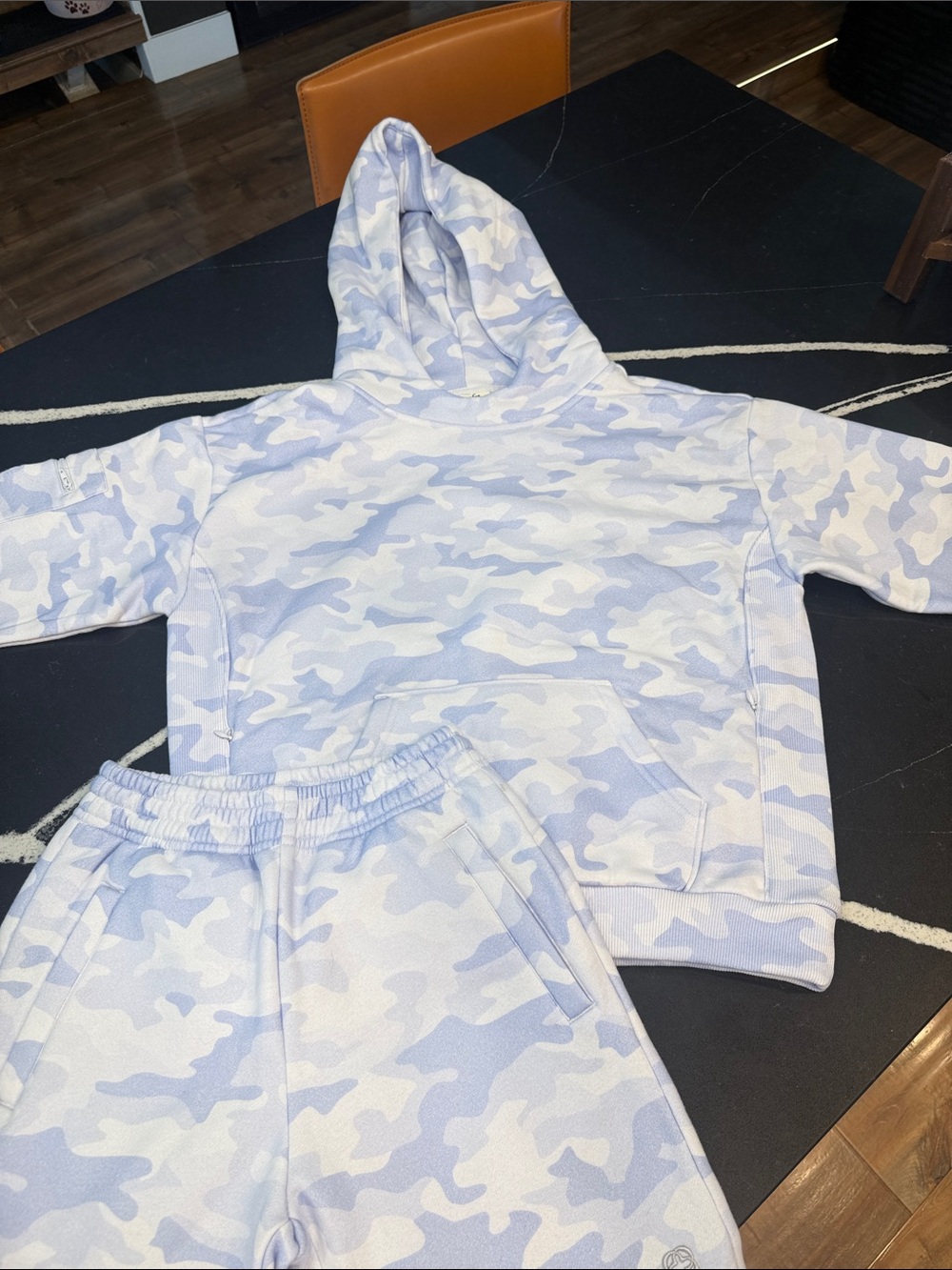 Kids Light Blue Camo Hoodie and Jogger Set